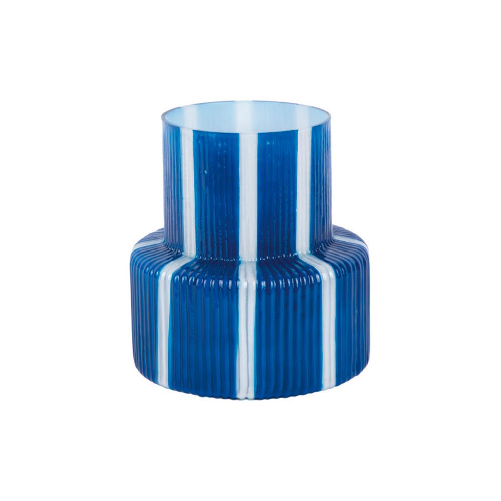 Jarrón Rayado Retro Wide Azul Cobalto