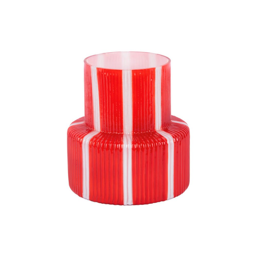 Jarrón Rayado Retro Wide Rojo Escarlata
