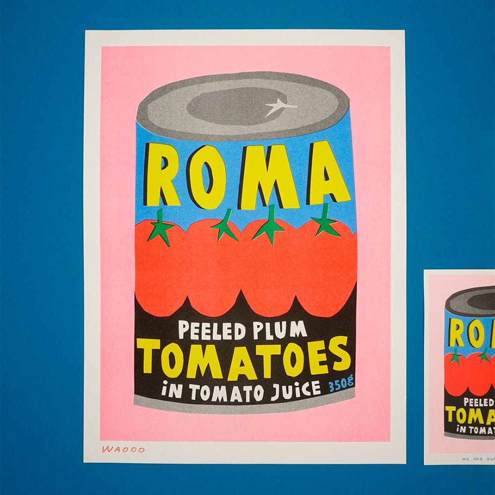 Lata Roma Tomatoes Risografía