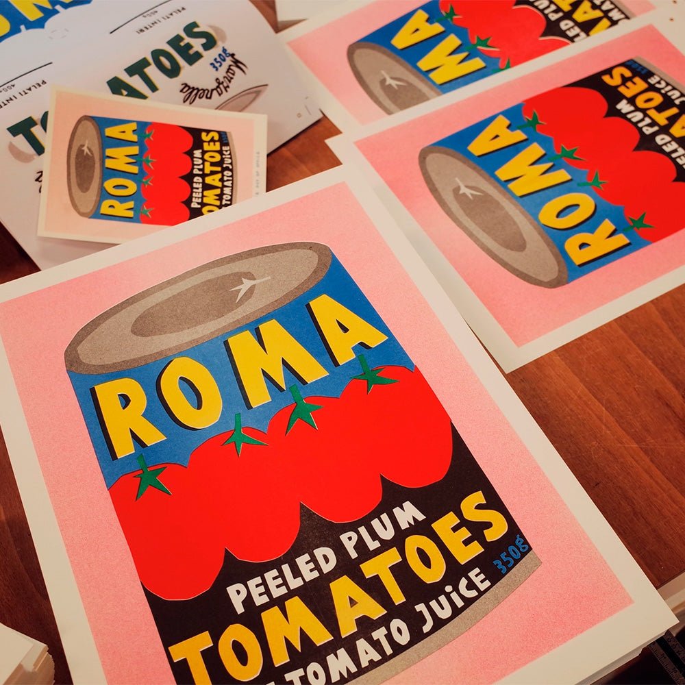 Lata Roma Tomatoes Risografía