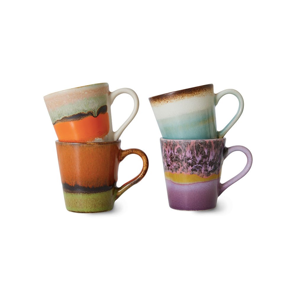 70s Ceramics: Espresso Mugs - Retro (set de 4)
