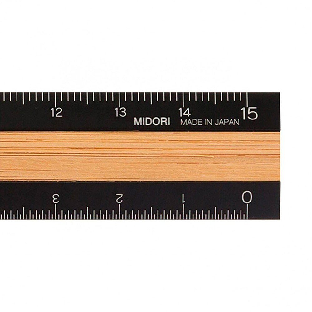 Regla de Aluminio y Madera 15cm Negro/Marrón Claro