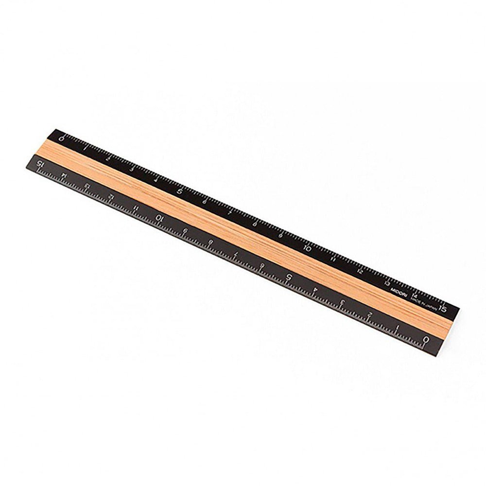 Regla de Aluminio y Madera 15cm Negro/Marrón Claro