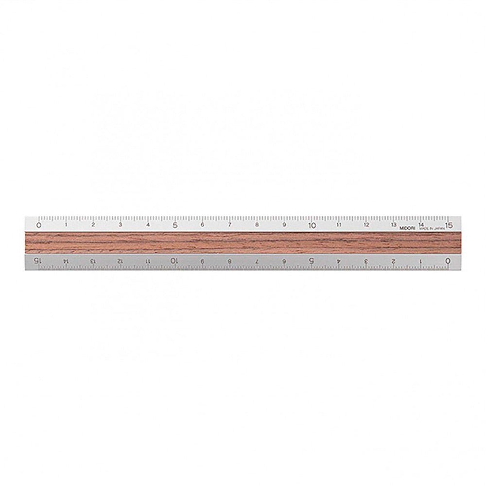Regla de Aluminio y Madera 15cm Marrón Oscuro