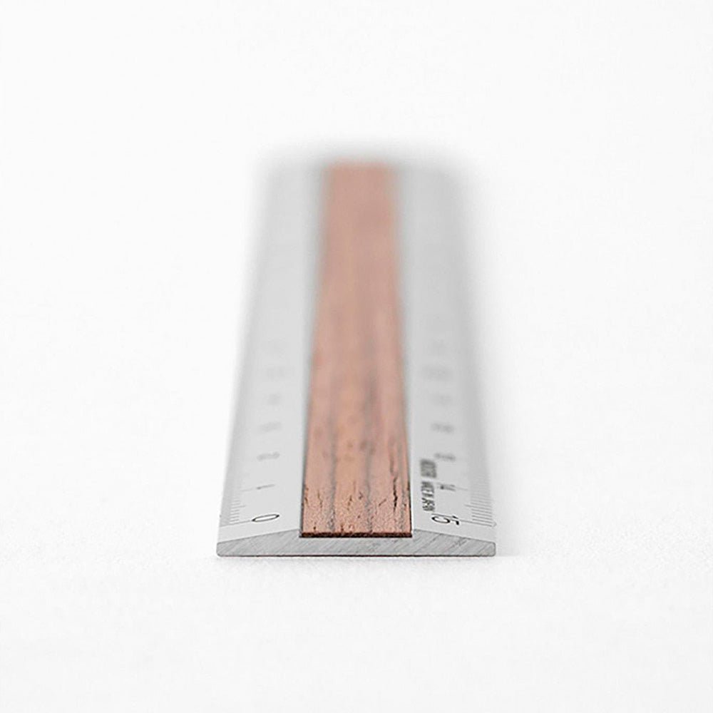 Regla de Aluminio y Madera 15cm Marrón Oscuro