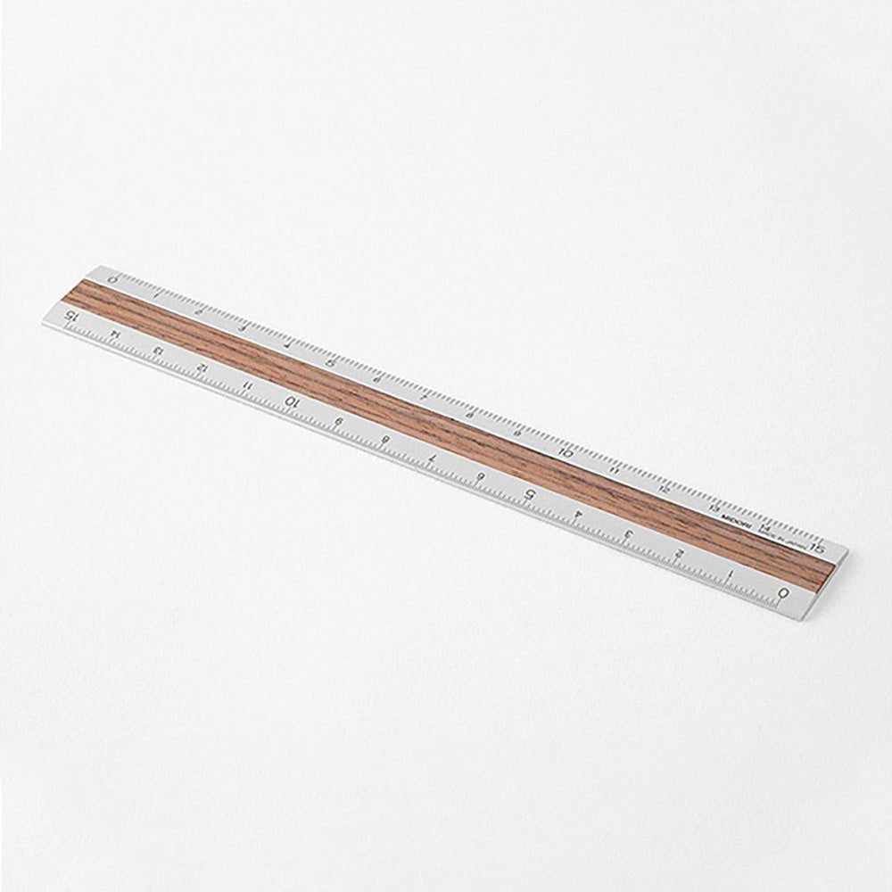 Regla de Aluminio y Madera 15cm Marrón Oscuro