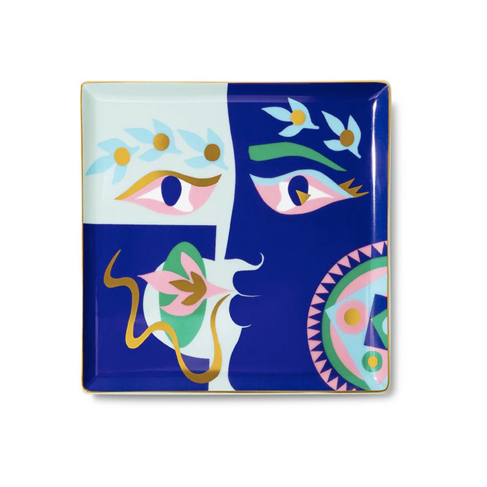 Plateau en céramique bleue Claire Johnson