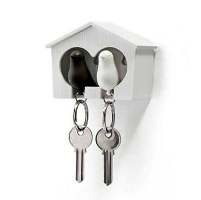 Duo Sparrow Keyring White - black
