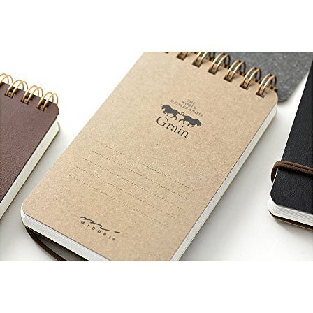 Carnet à anneaux WM Grain marron foncé