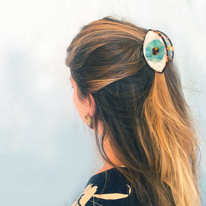 Pinza de Pelo Ojo Verde