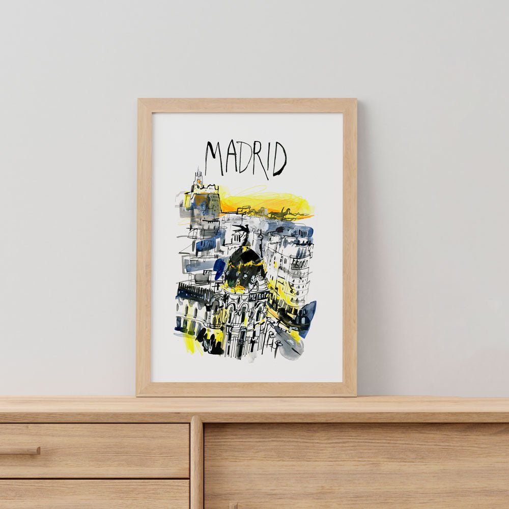 Madrid Gran Vía Sunset Letters Giclée Print