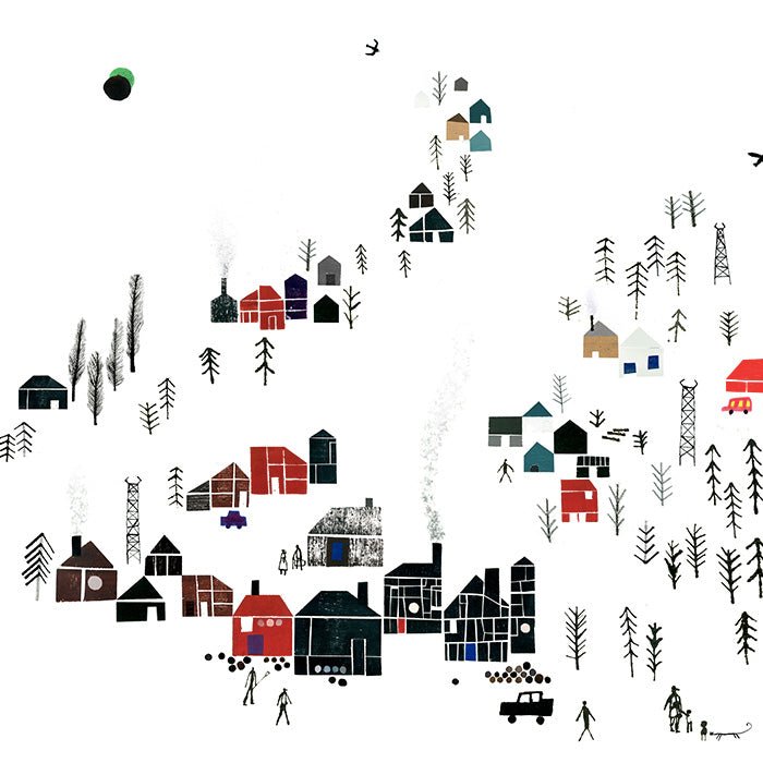 Pueblo en el Bosque Impresión Giclée