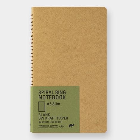 Carnet de notes A5 Slim DW Kraft avec anneaux à spirales