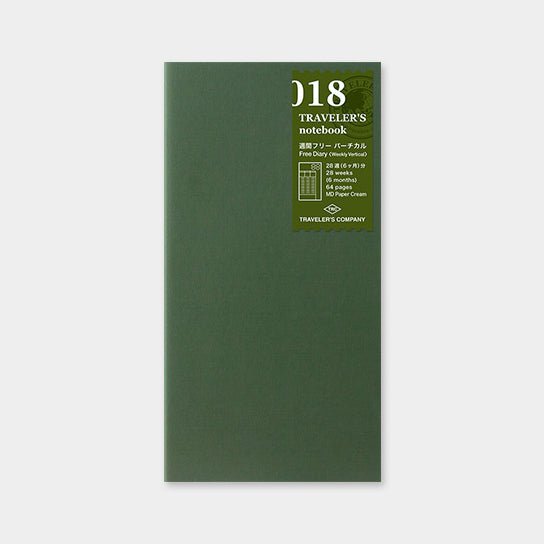 TRAVELER'S notebook Recharge 018 Journal hebdomadaire gratuit - Taille normale