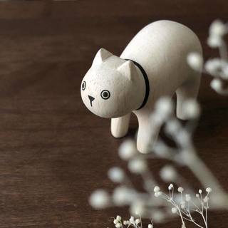 Gato Blanco Animal de Madera Pole Pole