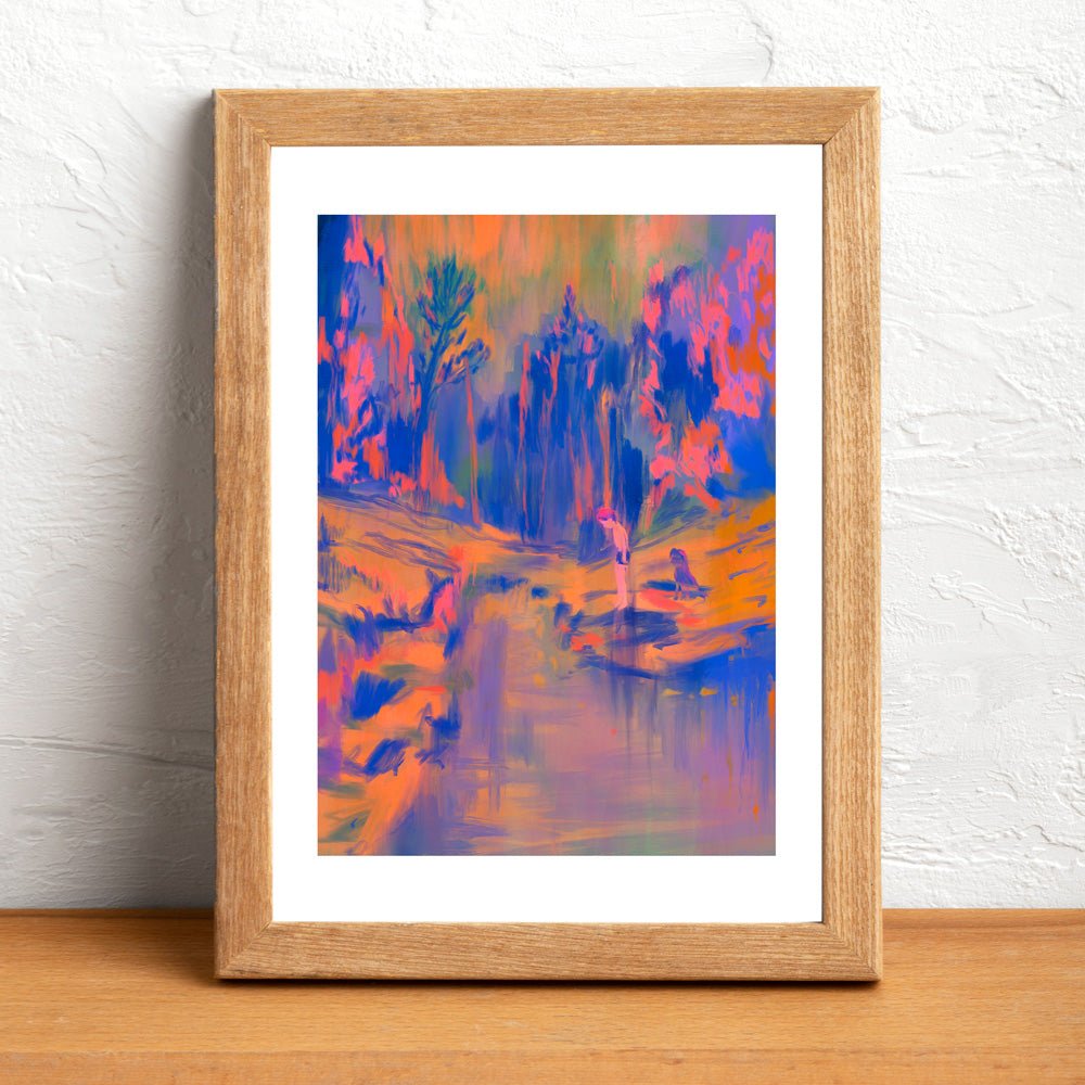 Young Man and His Dog Giclée Print A4